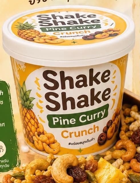 shake Shake pine curry crunch ขนมขบเคี้ยวสุดสร้างสรรค์ที่ผสานความกรอบของข้าวพองและธัญพืช